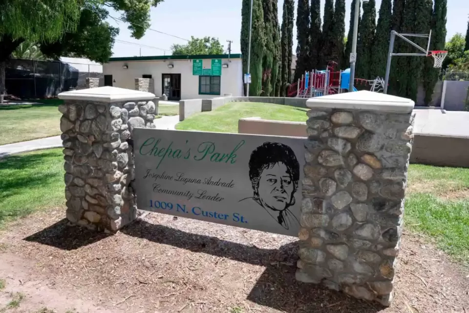 Sign for Chepa's Park, Barrio Logan, Santa Ana, CA